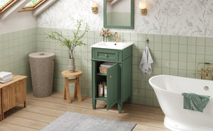 English Elm 16-inch French Country Bathroom Vanity with Ceramic Sink Soft Close Storage Cabinet N710P405388F