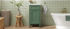 English Elm 16-inch French Country Bathroom Vanity with Ceramic Sink Soft Close Storage Cabinet N710P405388F