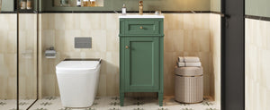 English Elm 16-inch French Country Bathroom Vanity with Ceramic Sink Soft Close Storage Cabinet N710P405388F
