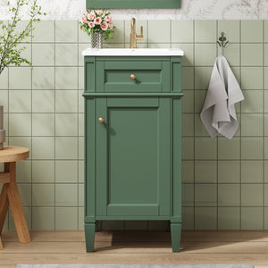 English Elm 16-inch French Country Bathroom Vanity with Ceramic Sink Soft Close Storage Cabinet N710P405388F