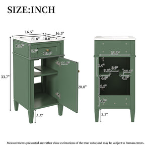 English Elm 16-inch French Country Bathroom Vanity with Ceramic Sink Soft Close Storage Cabinet N710P405388F