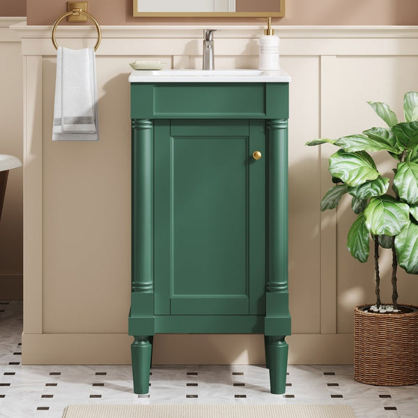 English Elm 18" French Provincial Bathroom Vanity with Ceramic Sink Soft Close Cabinet Storage N710P415332F