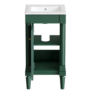 English Elm 18" French Provincial Bathroom Vanity with Ceramic Sink Soft Close Cabinet Storage N710P415332F