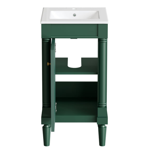 English Elm 18" French Provincial Bathroom Vanity with Ceramic Sink Soft Close Cabinet Storage N710P415332F