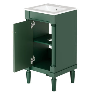 English Elm 18" French Provincial Bathroom Vanity with Ceramic Sink Soft Close Cabinet Storage N710P415332F