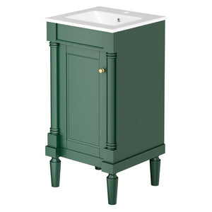 English Elm 18" French Provincial Bathroom Vanity with Ceramic Sink Soft Close Cabinet Storage N710P415332F