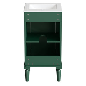English Elm 18" French Provincial Bathroom Vanity with Ceramic Sink Soft Close Cabinet Storage N710P415332F