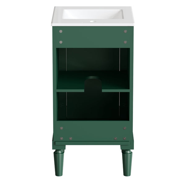 English Elm 18" French Provincial Bathroom Vanity with Ceramic Sink Soft Close Cabinet Storage N710P415332F