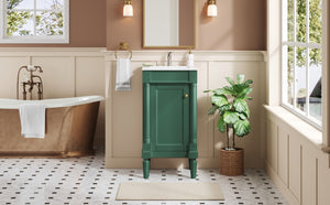 English Elm 18" French Provincial Bathroom Vanity with Ceramic Sink Soft Close Cabinet Storage N710P415332F