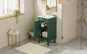 English Elm 18" French Provincial Bathroom Vanity with Ceramic Sink Soft Close Cabinet Storage N710P415332F