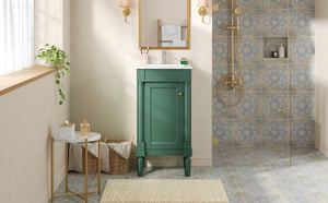 English Elm 18" French Provincial Bathroom Vanity with Ceramic Sink Soft Close Cabinet Storage N710P415332F