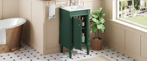 English Elm 18" French Provincial Bathroom Vanity with Ceramic Sink Soft Close Cabinet Storage N710P415332F