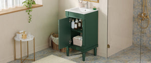 English Elm 18" French Provincial Bathroom Vanity with Ceramic Sink Soft Close Cabinet Storage N710P415332F