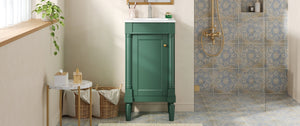 English Elm 18" French Provincial Bathroom Vanity with Ceramic Sink Soft Close Cabinet Storage N710P415332F