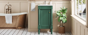 English Elm 18" French Provincial Bathroom Vanity with Ceramic Sink Soft Close Cabinet Storage N710P415332F