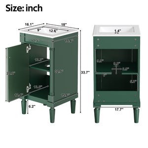 English Elm 18" French Provincial Bathroom Vanity with Ceramic Sink Soft Close Cabinet Storage N710P415332F