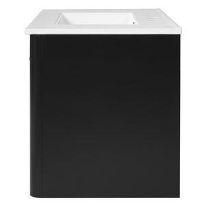 English Elm 30" Wall Mounted Bathroom Vanity Mdf Pine Cabinet Ceramic Sink Soft Close Storage Black N710P426312B