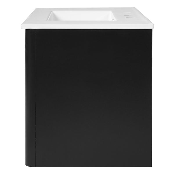 English Elm 30" Wall Mounted Bathroom Vanity Mdf Pine Cabinet Ceramic Sink Soft Close Storage Black N710P426312B