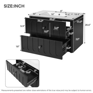English Elm 30" Wall Mounted Bathroom Vanity Mdf Pine Cabinet Ceramic Sink Soft Close Storage Black N710P426312B