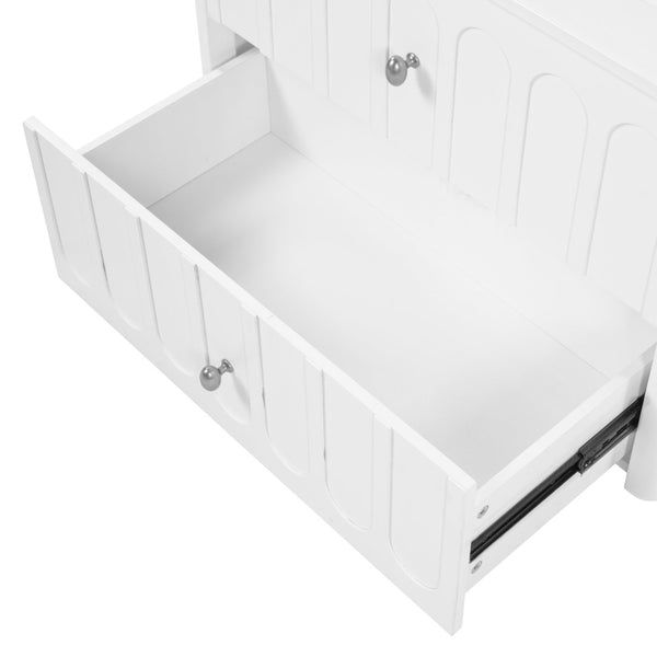 English Elm 30" Wall Mounted Bathroom Vanity Mdf Pine Cabinet Ceramic Sink Soft Close Storage White N710P426312K