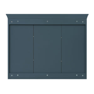 English Elm 35 Inch Carved Openwork Wall Cabinet with Arched Doors and Mirror for Bathroom Bedroom Blue N710P439545C