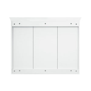 English Elm 35 Inch Carved Openwork Wall Cabinet with Arched Doors and Mirror for Bathroom Bedroom White N710P439545K