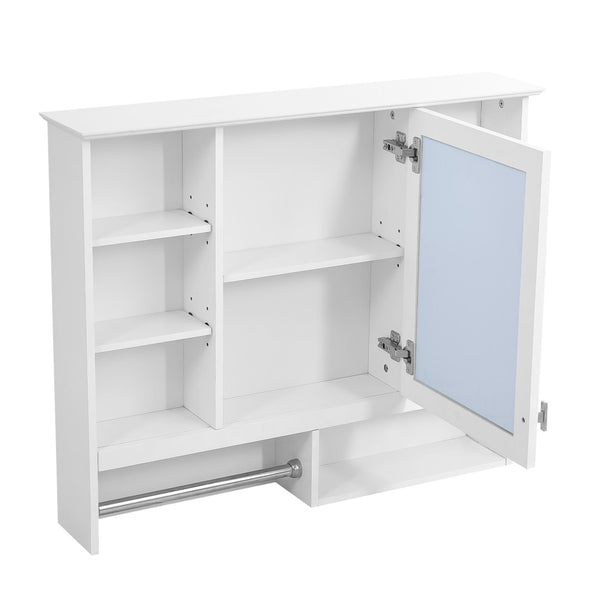 English Elm 35 Inch Wall Mount Mirror Cabinet with Soft Close Hinges and Five Adjustable Shelves N710P439554K
