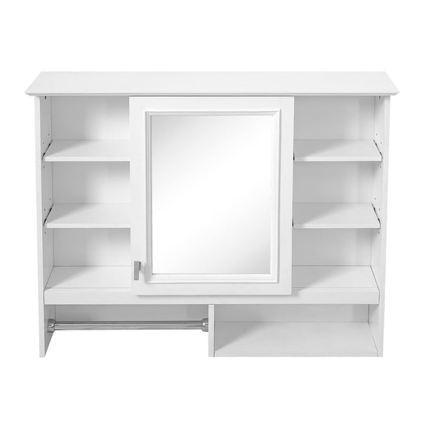 English Elm 35 Inch Wall Mount Mirror Cabinet with Soft Close Hinges and Five Adjustable Shelves N710P439554K