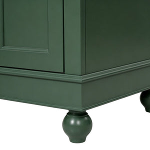 English Elm 24 Inch Bathroom Vanity with Ceramic Sink Carved Legs Soft Close Cabinet Storage Green N710P446524F
