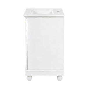 English Elm 24 Inch Bathroom Vanity with Ceramic Sink Carved Legs Soft Close Cabinet Storage White N710P446524K