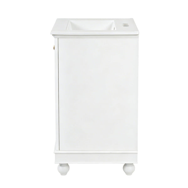 English Elm 24 Inch Bathroom Vanity with Ceramic Sink Carved Legs Soft Close Cabinet Storage White N710P446524K