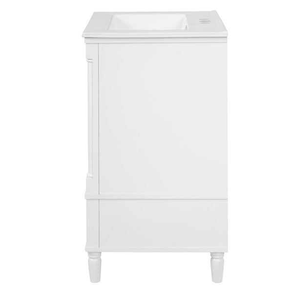 English Elm 24 Inch French Classical Bathroom Vanity with Carved Legs Ceramic Sink and Soft Close Cabinet White N710P446527K