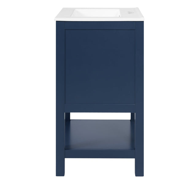 English Elm 24 Inch Modern Bathroom Vanity with Ceramic Sink Soft Close Rubberwood Cabinet Storage N710P446535C