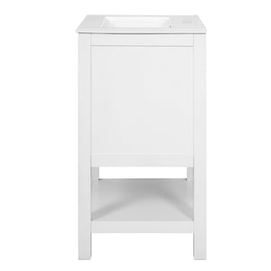 English Elm 24 Inch Bathroom Vanity Twill Textured MDF Cabinet Rubberwood Legs Adjustable Shelf White N710P446535K