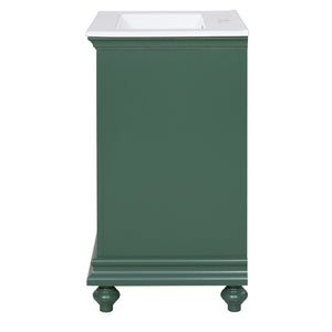 English Elm 24 Inch French Country Bathroom Vanity with Ceramic Sink Soft Close Cabinet and Gold Knobs Green N710P446538F