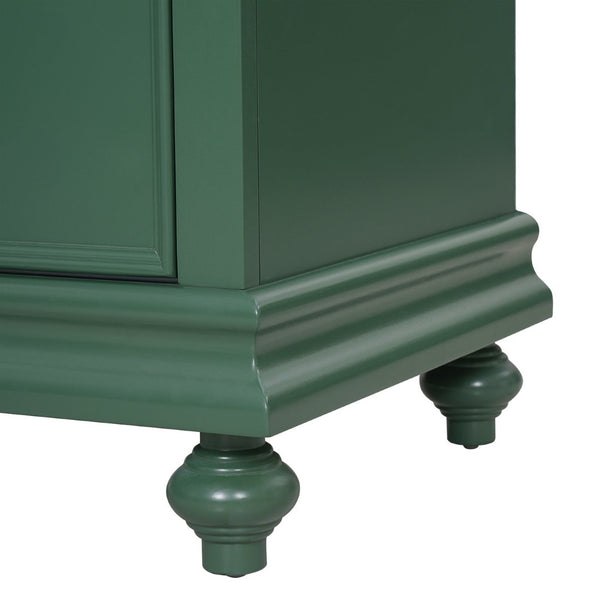 English Elm 24 Inch French Country Bathroom Vanity with Ceramic Sink Soft Close Cabinet and Gold Knobs Green N710P446538F