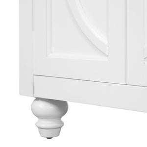 English Elm 24 Inch French Country Bathroom Vanity with Carved Legs Ceramic Sink and Soft Close Door White N710P448316K