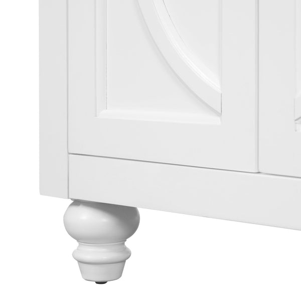 English Elm 24 Inch French Country Bathroom Vanity with Carved Legs Ceramic Sink and Soft Close Door White N710P448316K