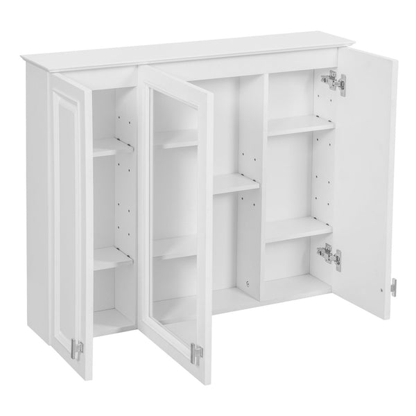 English Elm 35 Inch Wall Mounted Medicine Cabinet with Mirror Door and Five Adjustable Shelves N710P448319K