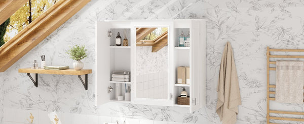English Elm 35 Inch Wall Mounted Medicine Cabinet with Mirror Door and Five Adjustable Shelves N710P448319K