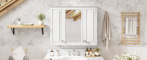 English Elm 35 Inch Wall Mounted Medicine Cabinet with Mirror Door and Five Adjustable Shelves N710P448319K