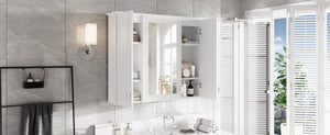 English Elm 35 Inch Wall Mounted Medicine Cabinet with Mirror Door and Five Adjustable Shelves N710P448319K
