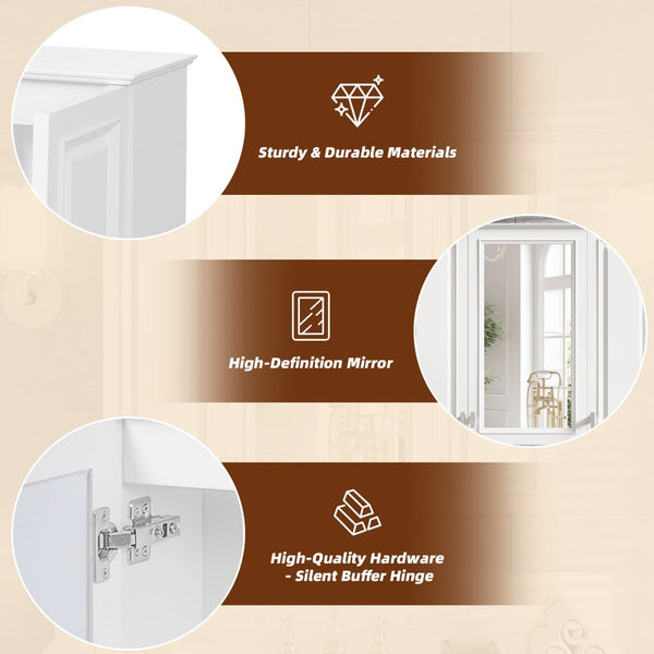 English Elm 35 Inch Wall Mounted Medicine Cabinet with Mirror Door and Five Adjustable Shelves N710P448319K