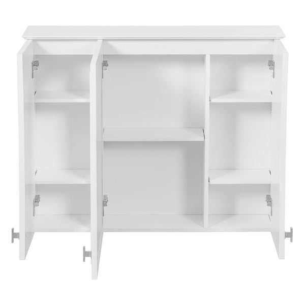 English Elm 35 Inch Wall Mounted Medicine Cabinet with Mirror Door and Five Adjustable Shelves N710P448319K
