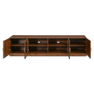 English Elm 74" Walnut Media Console with Fluted Glass Doors Led Lighting for Tvs up to 85 Inches N710P454863P
