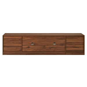 English Elm 74" Walnut Media Console with Fluted Glass Doors Led Lighting for Tvs up to 85 Inches N710P454863P