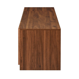 English Elm 74" Walnut Media Console with Fluted Glass Doors Led Lighting for Tvs up to 85 Inches N710P454863P