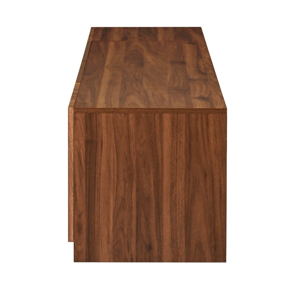 English Elm 74" Walnut Media Console with Fluted Glass Doors Led Lighting for Tvs up to 85 Inches N710P454863P
