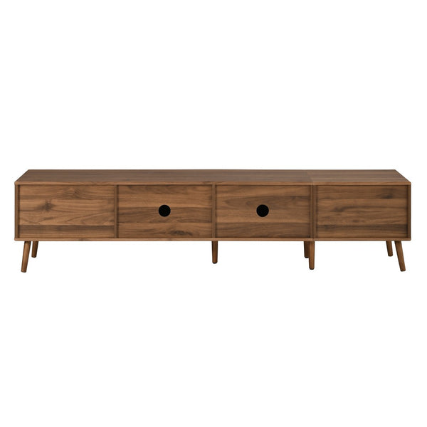 English Elm 76" Rattan Door Entertainment Center with Rubberwood Legs and Storage for Living Room N710P455176P