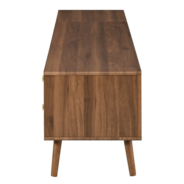 English Elm 76" Rattan Door Entertainment Center with Rubberwood Legs and Storage for Living Room N710P455176P